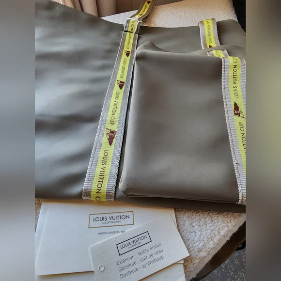 Louis Vuitton Cup Gray Tote with Yellow Strap (2 Piece) - Authencity Cert Incl. - Picture 3 of 16